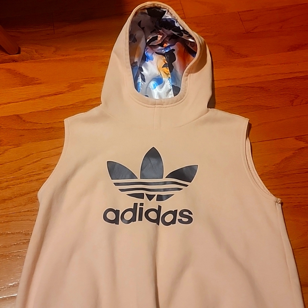 EUC Girls Hooded Adidas pink sleeveless sweatshirt